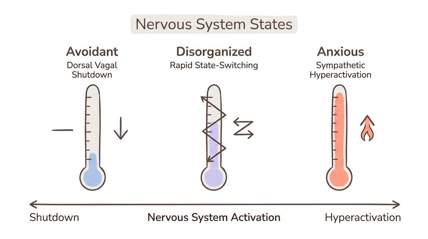 Diagram: Nervous System States by Attachment Style