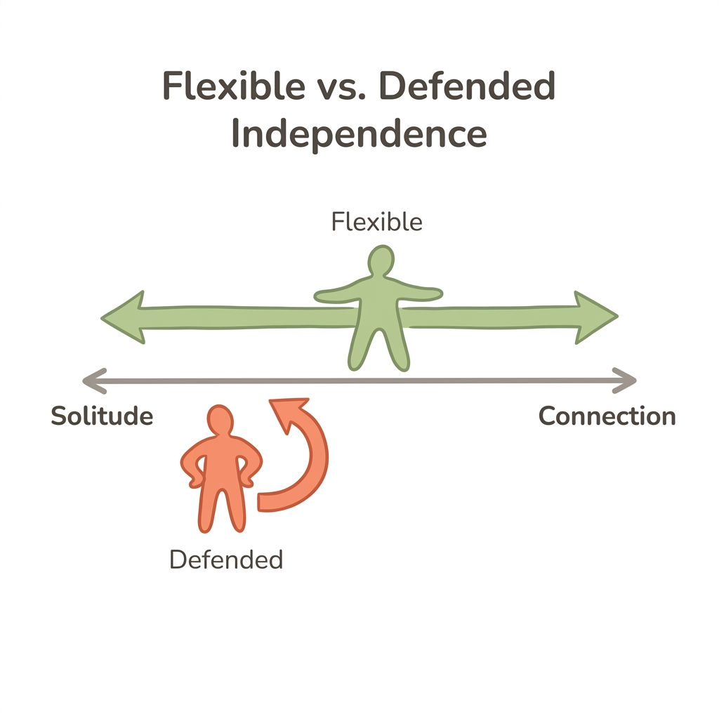 Diagram: Healthy Independence vs. Avoidant Independence