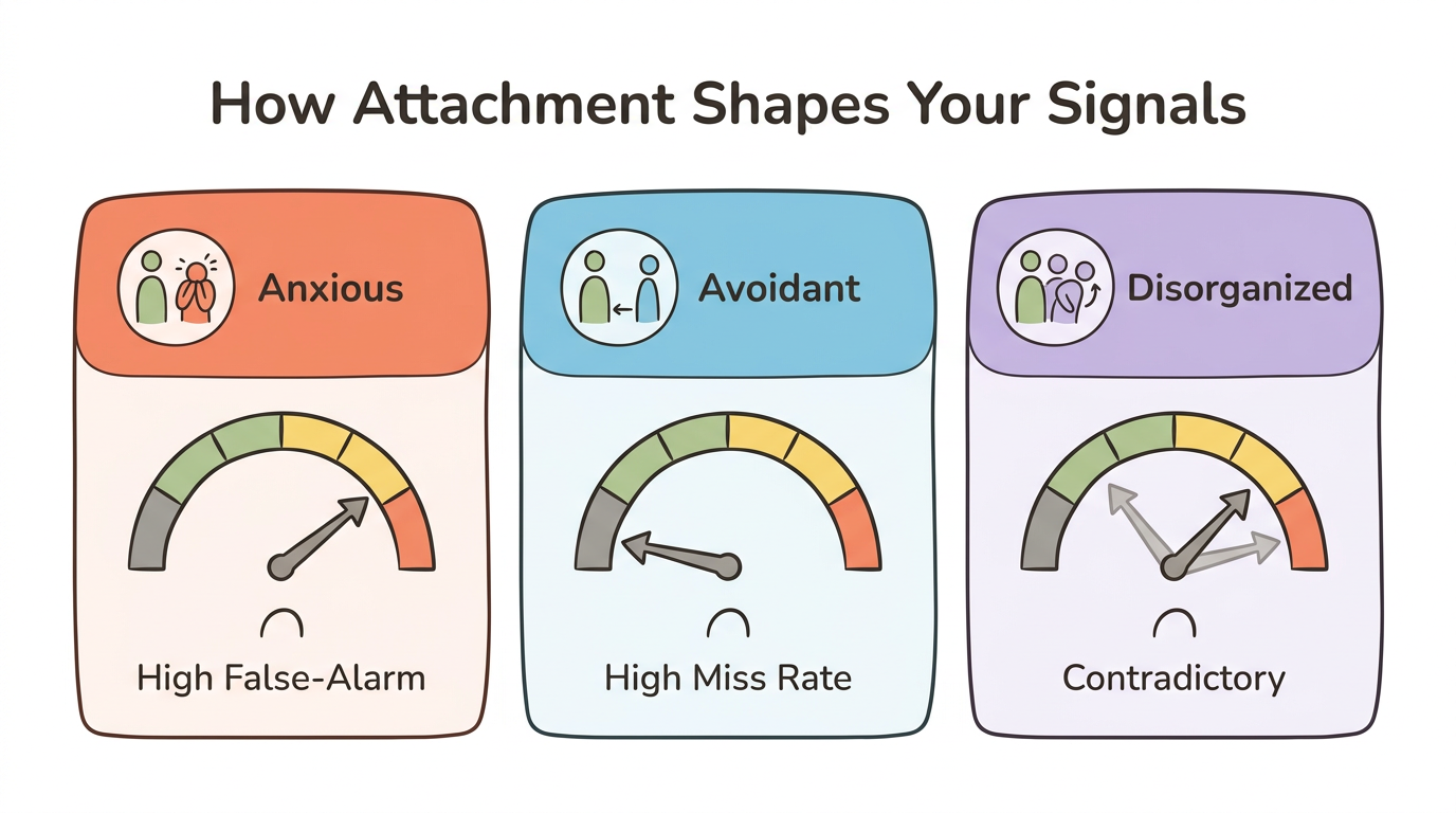 Diagram: 3 Attachment Styles and Their Signal Distortions