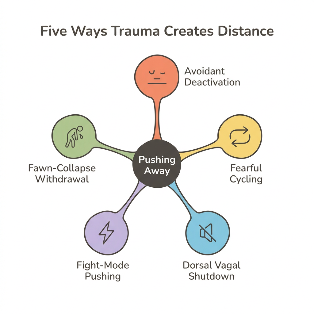 Diagram: Five Trauma Mechanisms for Pushing People Away