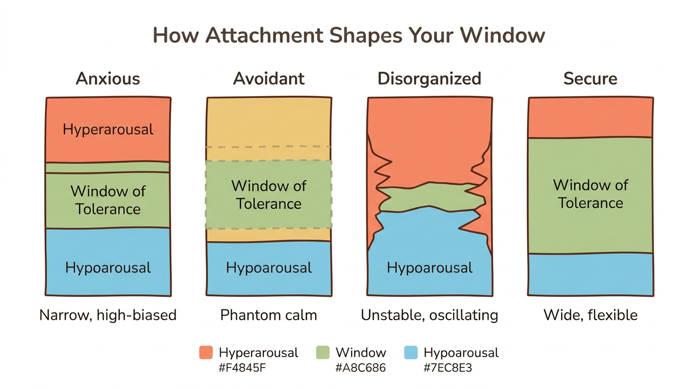 Diagram: Attachment Style Window Width Comparison